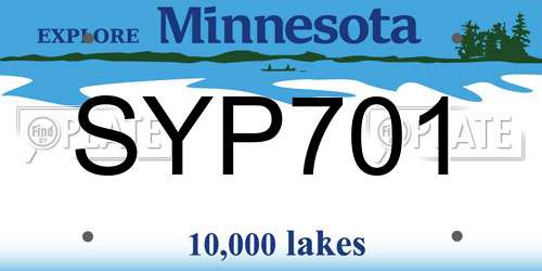 SYP701 Minnesota License Plate