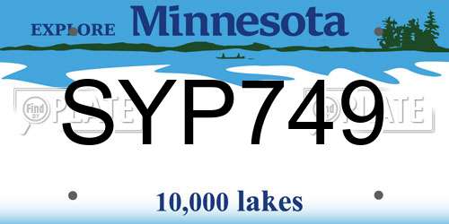 SYP749 Minnesota License Plate