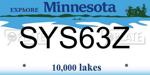 SYS63Z Minnesota License Plate