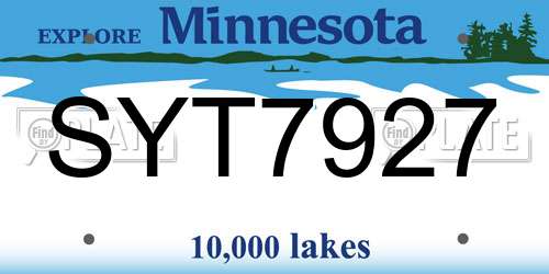 SYT7927 Minnesota License Plate