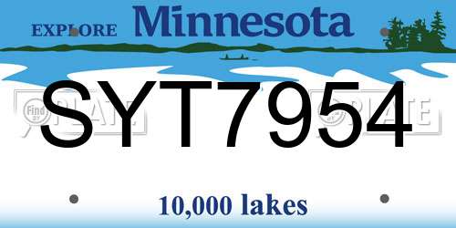 SYT7954 Minnesota License Plate