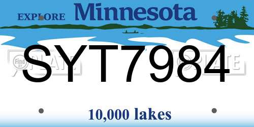 SYT7984 Minnesota License Plate