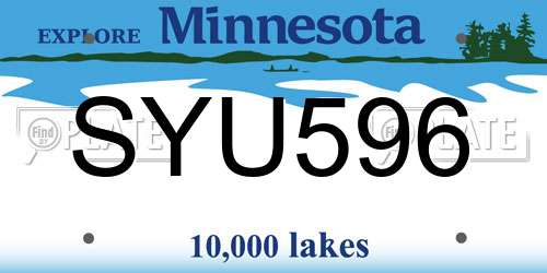 SYU596 Minnesota License Plate