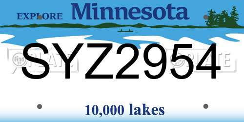 SYZ2954 Minnesota License Plate