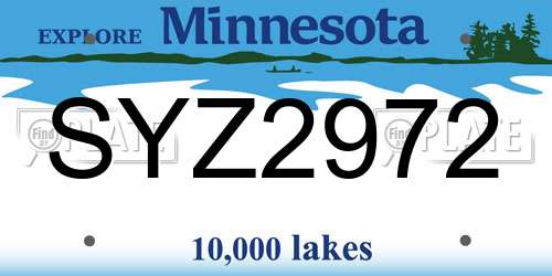 SYZ2972 Minnesota License Plate