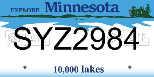 SYZ2984 Minnesota License Plate
