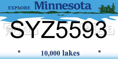 SYZ5593 Minnesota License Plate
