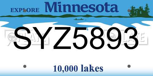 SYZ5893 Minnesota License Plate