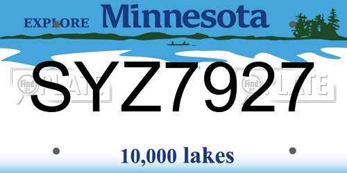 SYZ7927 Minnesota License Plate