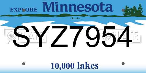 SYZ7954 Minnesota License Plate