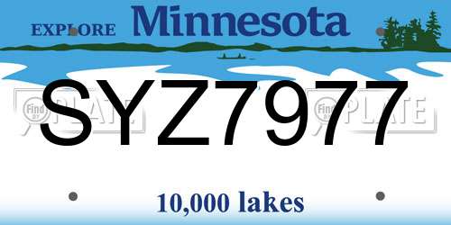 SYZ7977 Minnesota License Plate