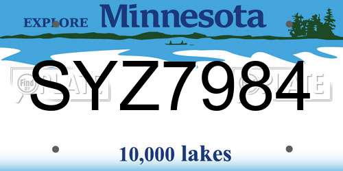 SYZ7984 Minnesota License Plate