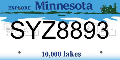 SYZ8893 Minnesota License Plate