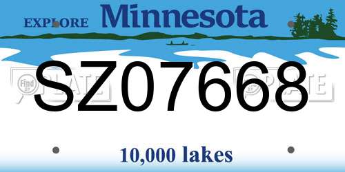 SZ07668 Minnesota License Plate
