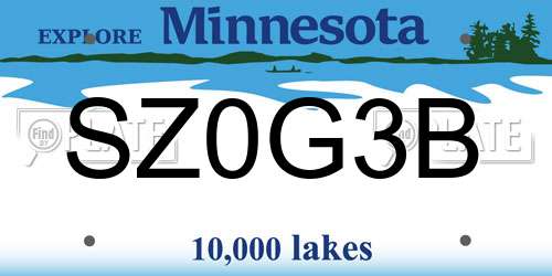 SZ0G3B Minnesota License Plate