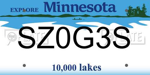 SZ0G3S Minnesota License Plate