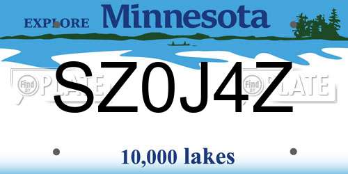 SZ0J4Z Minnesota License Plate