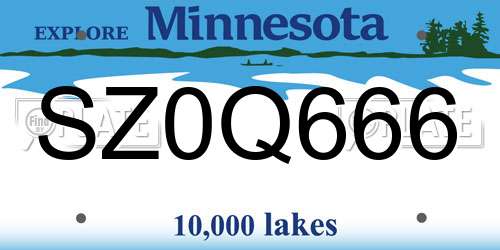 SZ0Q666 Minnesota License Plate