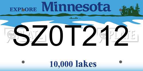 SZ0T212 Minnesota License Plate
