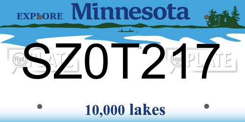 SZ0T217 Minnesota License Plate