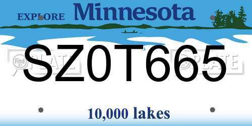 SZ0T665 Minnesota License Plate