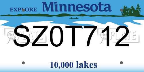 SZ0T712 Minnesota License Plate