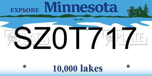 SZ0T717 Minnesota License Plate