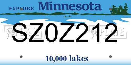 SZ0Z212 Minnesota License Plate
