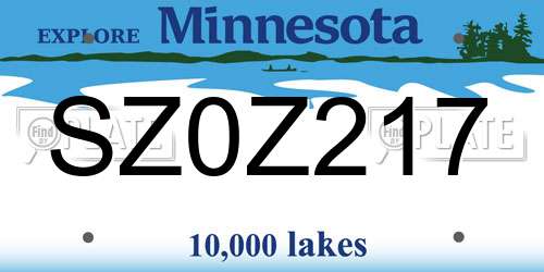 SZ0Z217 Minnesota License Plate
