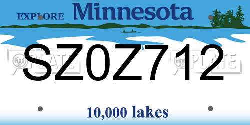 SZ0Z712 Minnesota License Plate