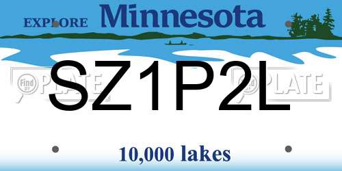 SZ1P2L Minnesota License Plate