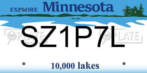 SZ1P7L Minnesota License Plate