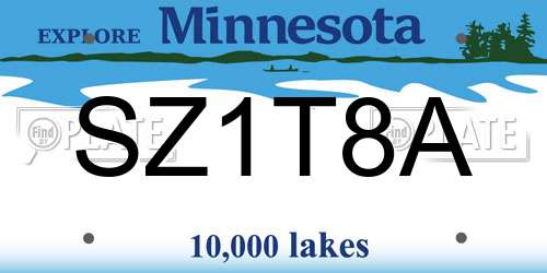 SZ1T8A Minnesota License Plate