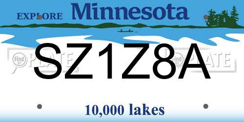 SZ1Z8A Minnesota License Plate