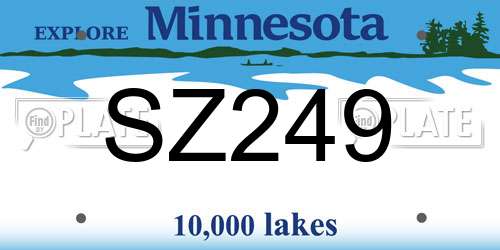SZ249 Minnesota License Plate