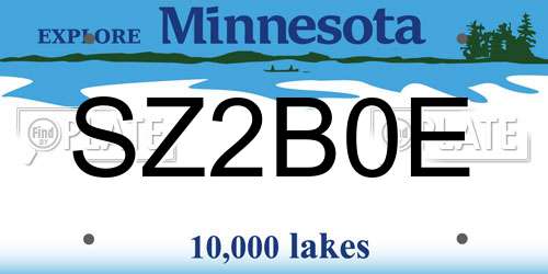 SZ2B0E Minnesota License Plate