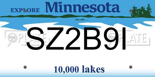 SZ2B9I Minnesota License Plate