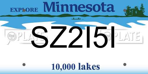 SZ2I5I Minnesota License Plate
