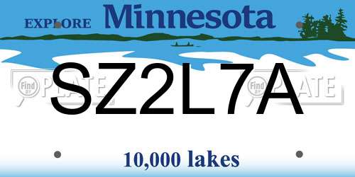 SZ2L7A Minnesota License Plate