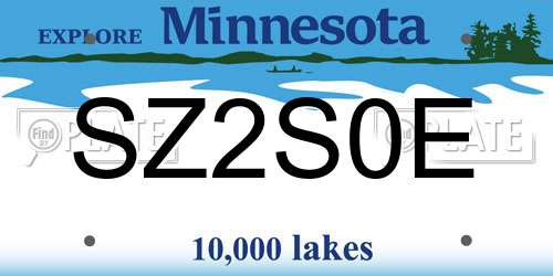 SZ2S0E Minnesota License Plate