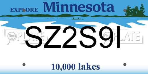 SZ2S9I Minnesota License Plate