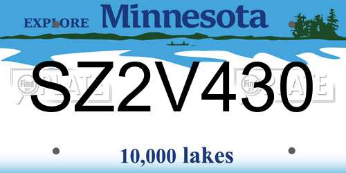 SZ2V430 Minnesota License Plate
