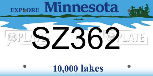SZ362 Minnesota License Plate