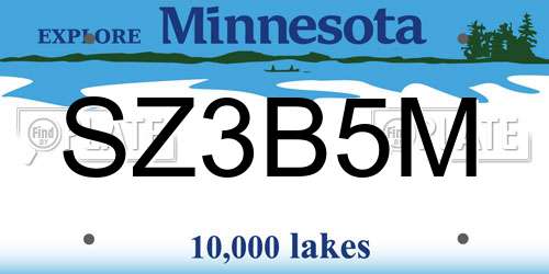 SZ3B5M Minnesota License Plate
