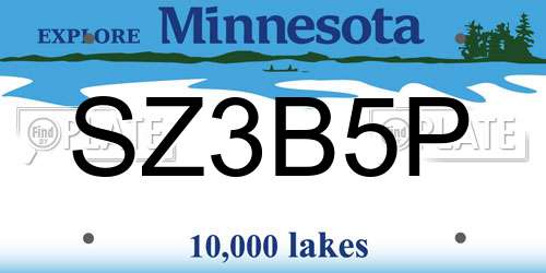 SZ3B5P Minnesota License Plate