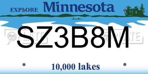 SZ3B8M Minnesota License Plate
