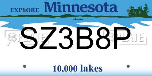 SZ3B8P Minnesota License Plate