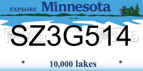 SZ3G514 Minnesota License Plate