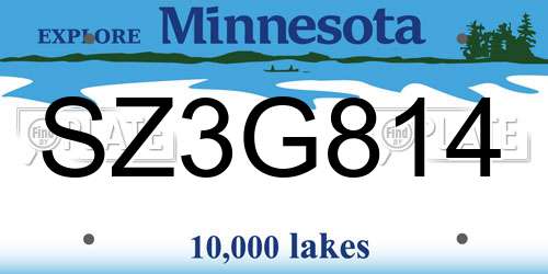 SZ3G814 Minnesota License Plate