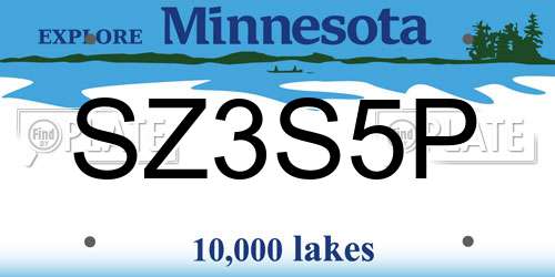SZ3S5P Minnesota License Plate